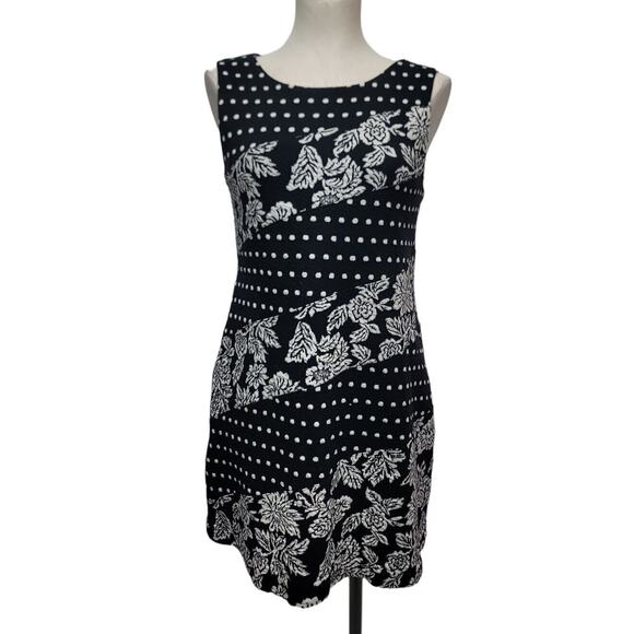 Anthropologie‎ Maeve Effemy Jacquard Polka Dot Floral Shift Dress Medium Petite - Picture 1 of 11